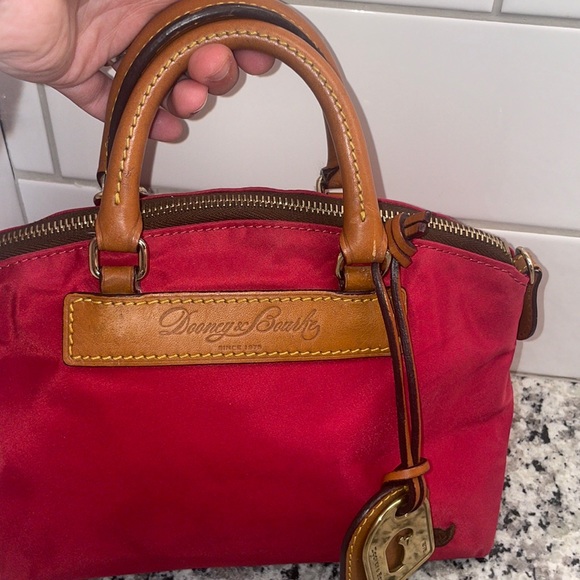 Dooney & Bourke Red Nylon Mini Tote with Leather Trim, Leather Trim, Vintage❤️ - Picture 3 of 10